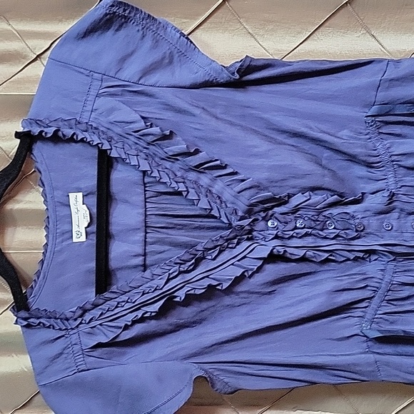 EUC- American Eagle Outfitters Ruffle Placket Cap Sleeve Dress w/Side Waist Ties - Picture 5 of 7